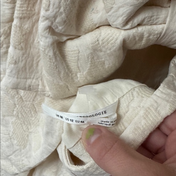 Anthropologie Cream Floral Flower Textured Shift Mini Dress Bow Strapless 12 - Picture 5 of 6